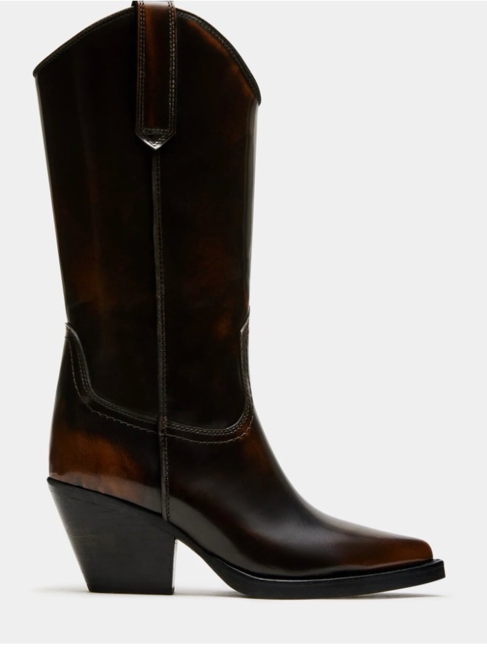 Steve Madden Brown Leather Western Heeled Boots